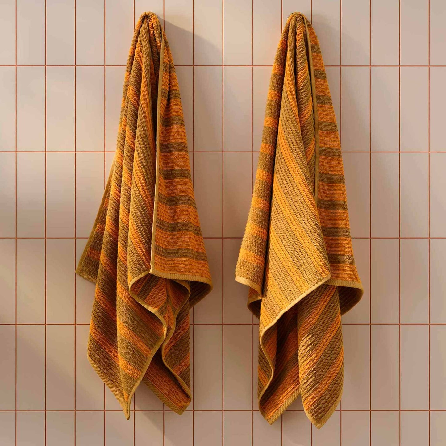 Ribbed Cotton TENCELTM Bath Towels Set of 2