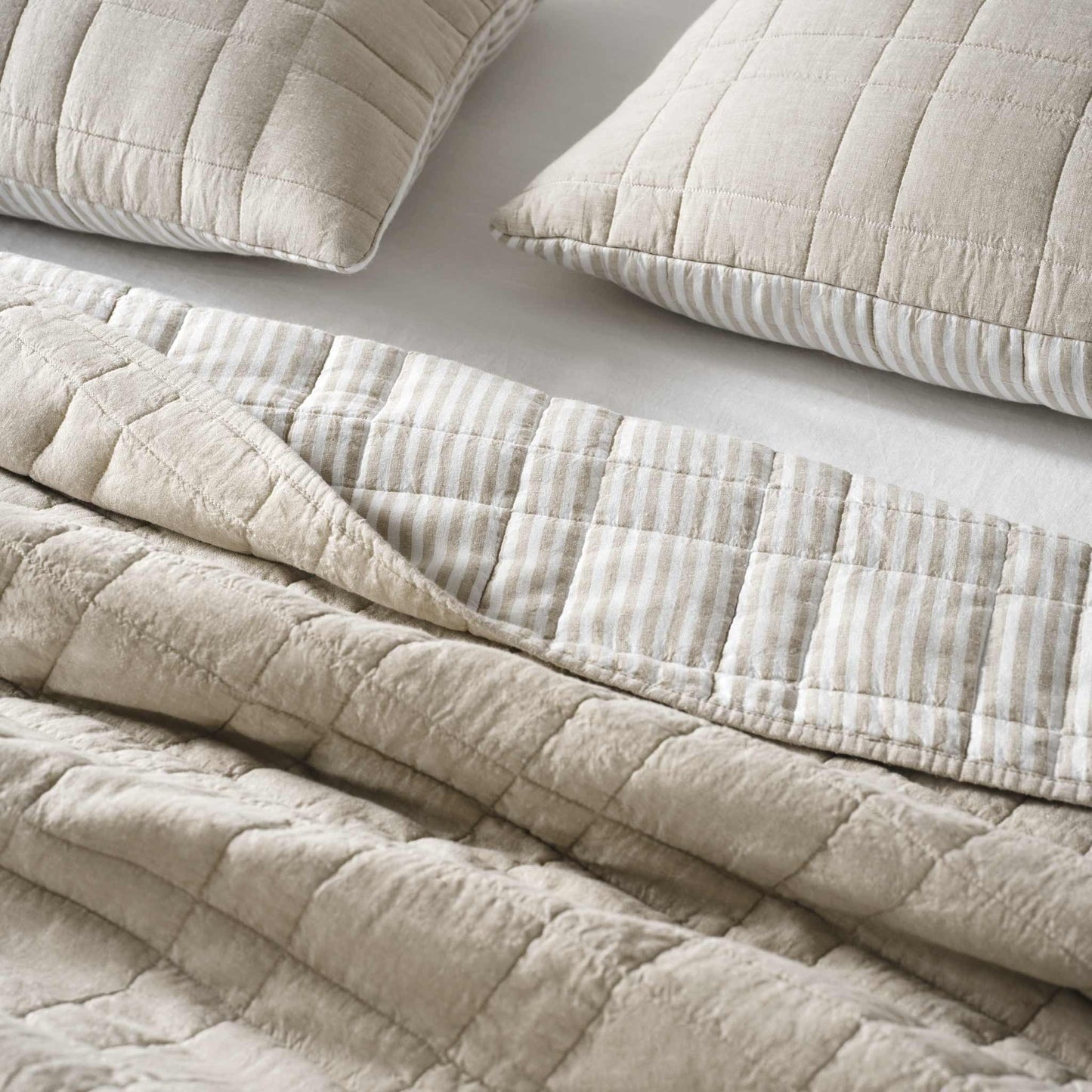 Washed European Linen Quilted Sham Set