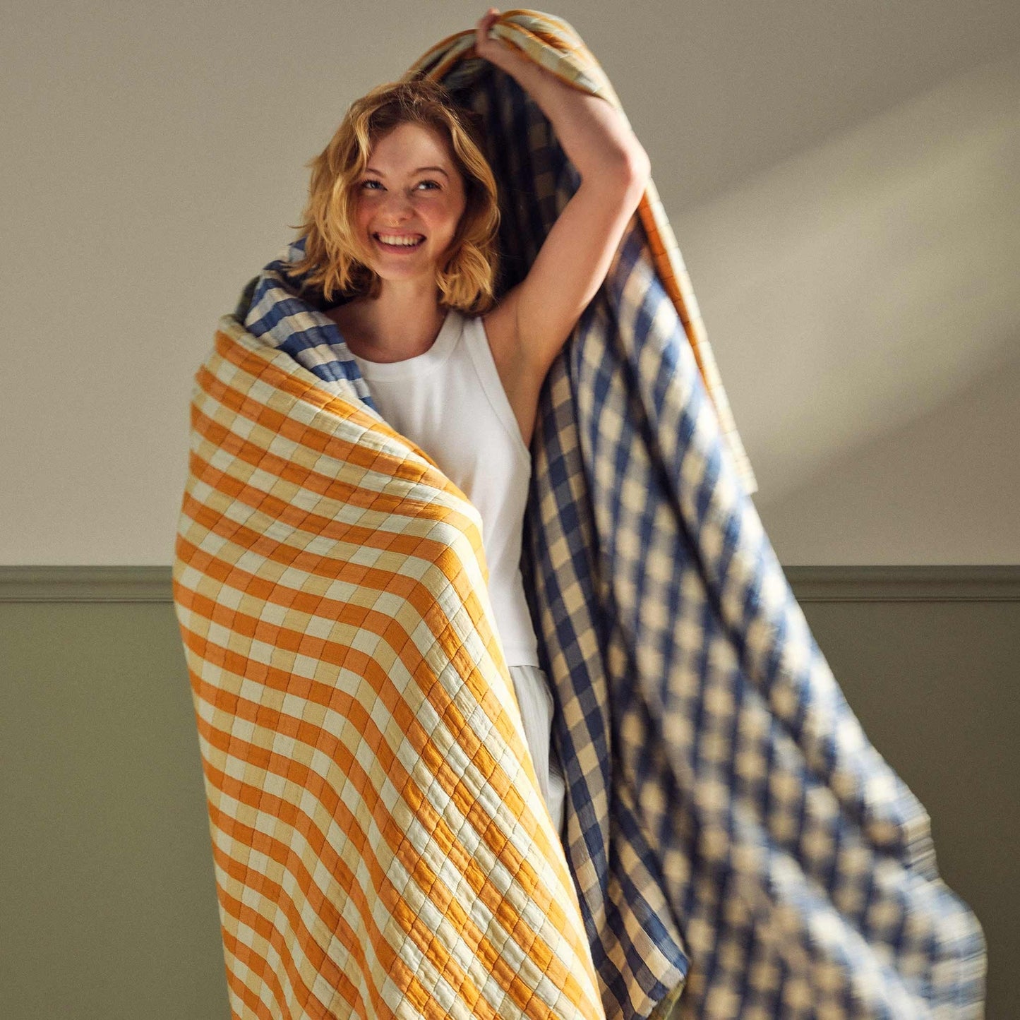 Breezeweave Cotton Gingham Bed Blanket