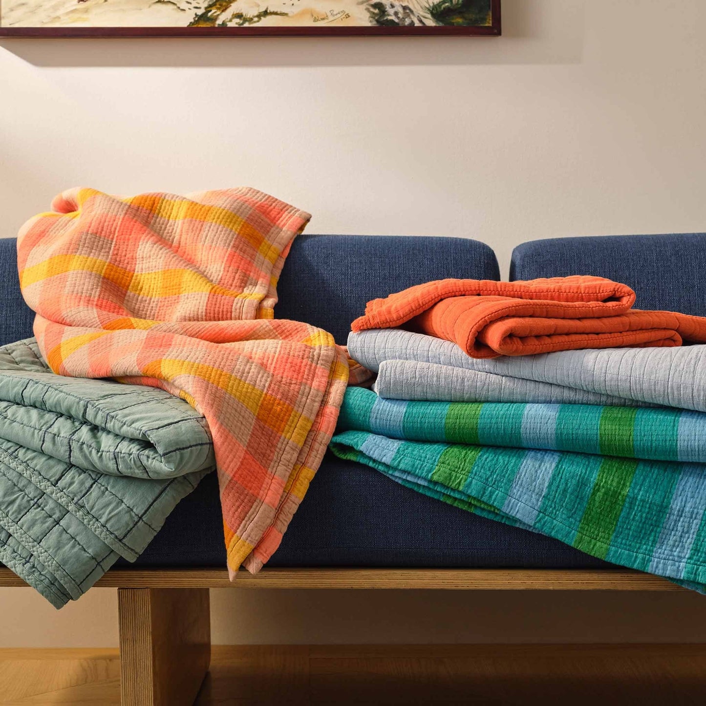 Sunwashed Check Bed Blanket - Last Call